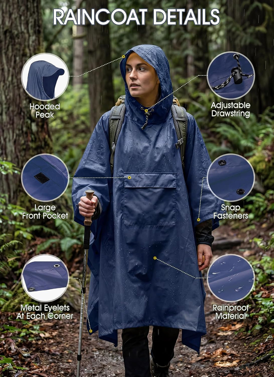 TOMSHOO Regenjacken Regenponcho Regenmantel Wasserdicht Unisex Camping Zelt Campingdecke Tarp Zeltpl