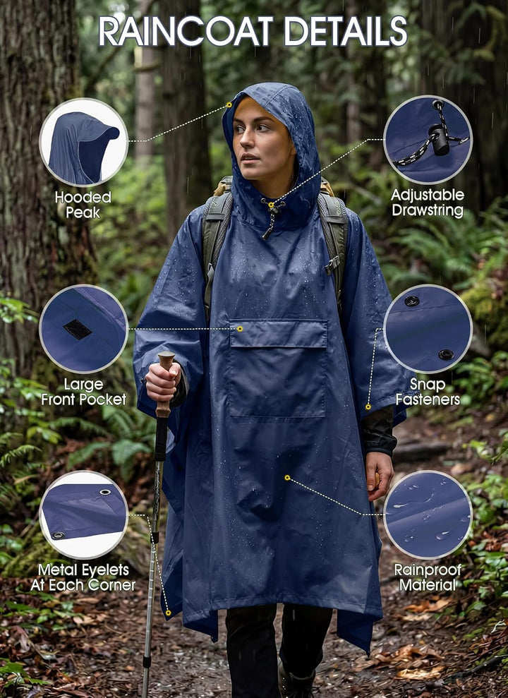 TOMSHOO Regenjacken Regenponcho Regenmantel Wasserdicht Unisex Camping Zelt Campingdecke Tarp Zeltpl