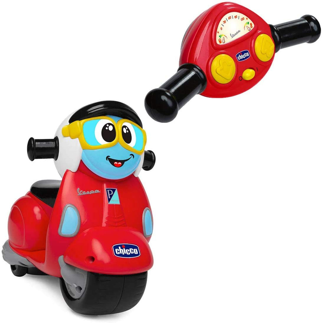 Chicco Vespa Primavera Funkgesteuertes Motorrad mit intuitivem Funklenker, Hupe und Motorsound - Ges
