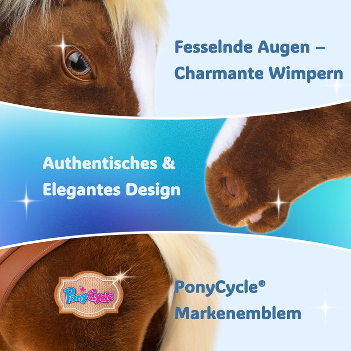 PonyCycle Simulation Pferd Spielzeug für Kinder 4–7 Jahre, Braun Reitspielzeug mit Räder, Modell Y H