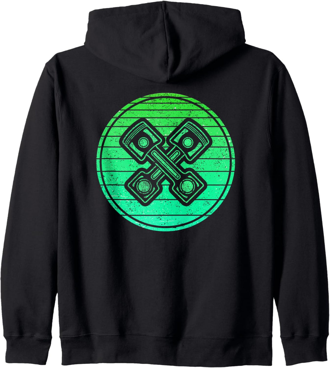 Grüner Retro Kreis mit Motor Kolben für Coole Mechaniker Kapuzenjacke