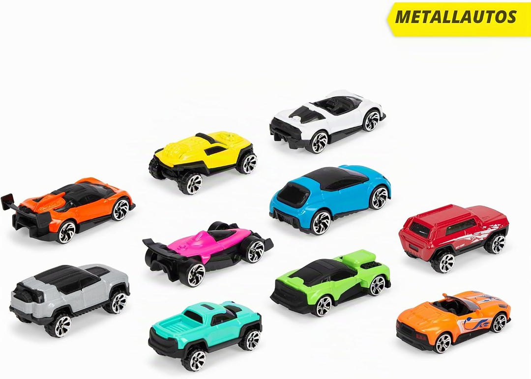 Dickie Toys - Grosses Spielzeugauto-Set mit 10 Autos (je 7 cm) - 10 kleine Modellautos aus Metall mi