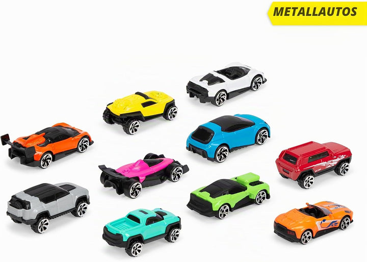 Dickie Toys - Grosses Spielzeugauto-Set mit 10 Autos (je 7 cm) - 10 kleine Modellautos aus Metall mi