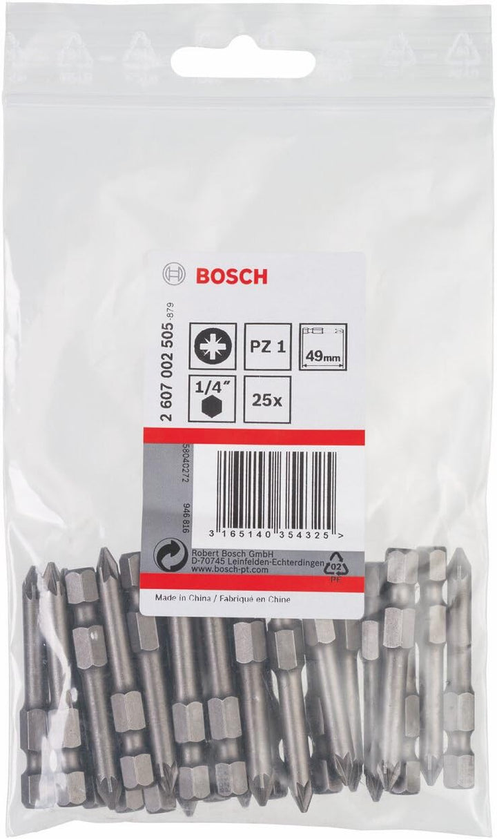 Bosch Professional Bit Extra-Hart für Pozidriv-Kreuzschlitzschrauben (PZ1, Länge: 49 mm, 25 Stück) 4