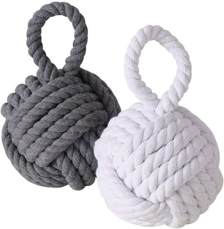 Boltze Türstopper Set Jute Knoten Natur Strick Kugel Stoff Boden 1,5 kg Gewicht mit praktischer Schl