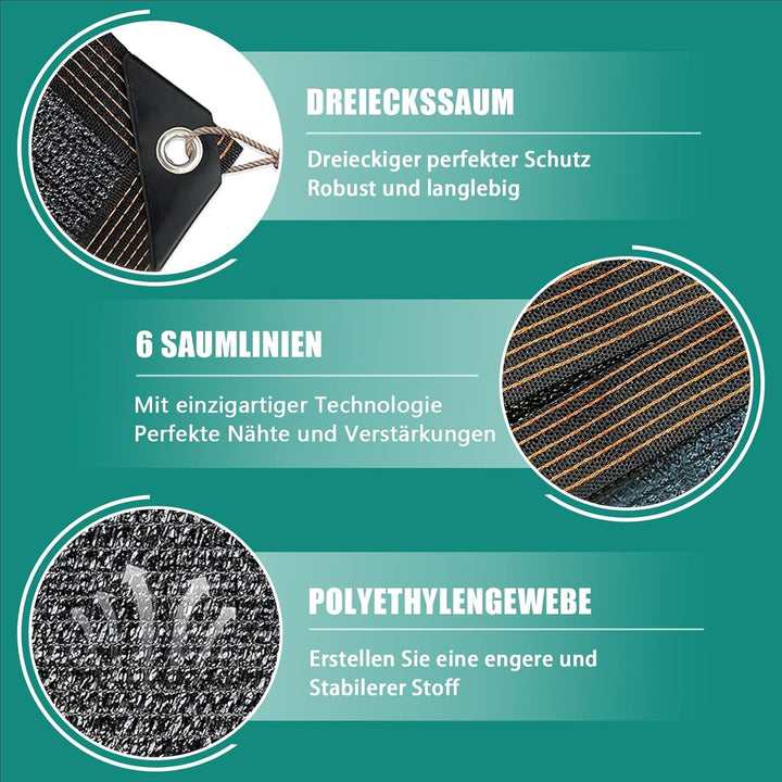 Schattierungsnetz Mit öSen 3x1.5m,Schutznetz 70% Outdoor Schattennetz UV- und windabweisend,Sonnense