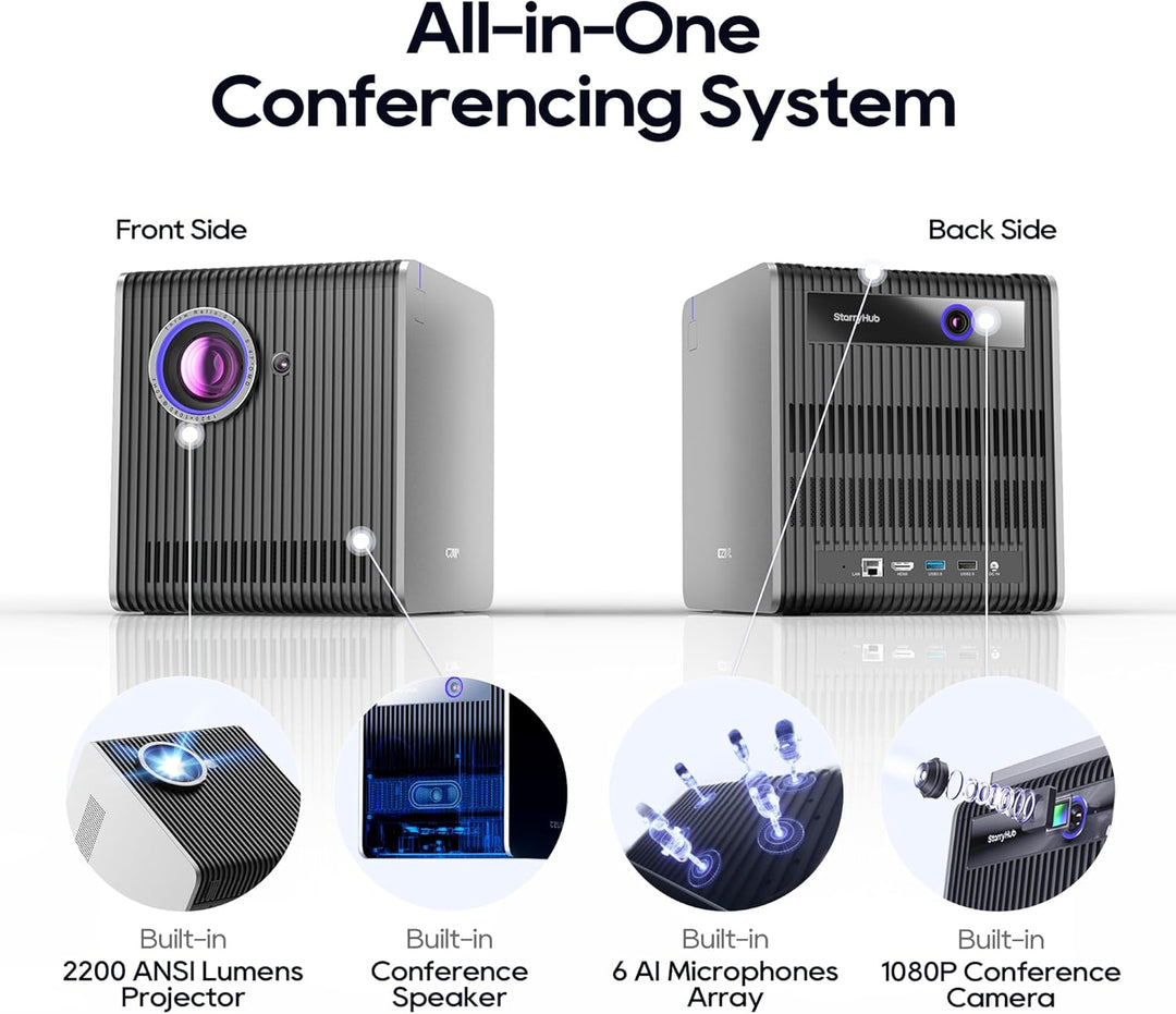 CZUR StarryHub Konferenz Beamer 2200 ANSI mit 120° Weitwinkel Videokonferenzkamera, 1080P Kurzdistan