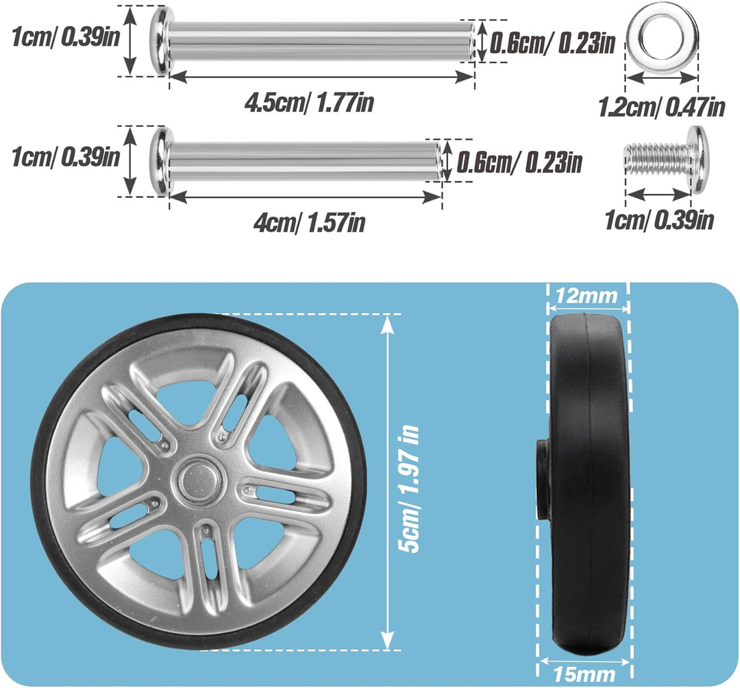 Volein 8 Stück Kofferrollen Ersatzrollen 50x11mm Koffer Ersatzrollen Schwarz Verschleissfeste Gummi