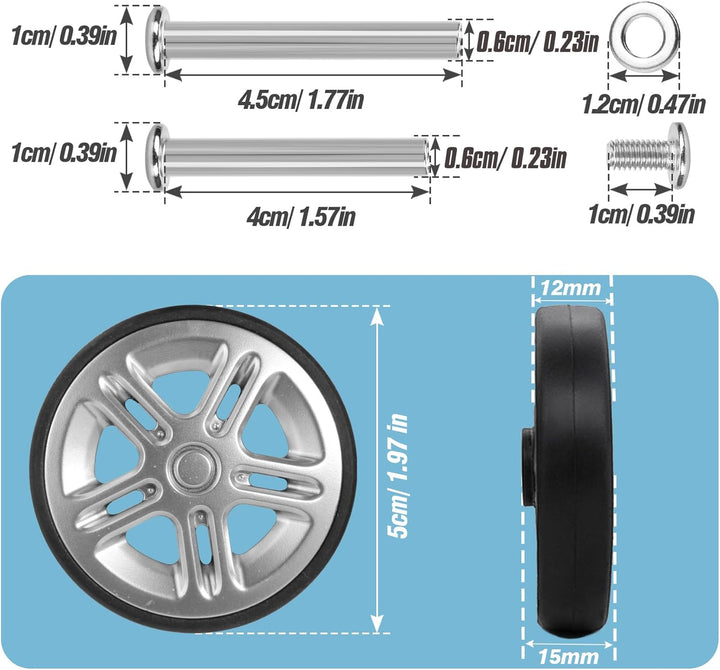 Volein 8 Stück Kofferrollen Ersatzrollen 50x11mm Koffer Ersatzrollen Schwarz Verschleissfeste Gummi