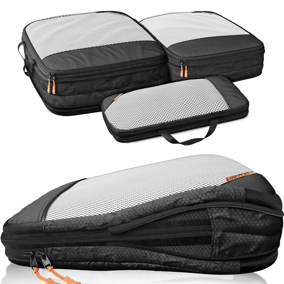 Loonara Travel Packing Cubes Compression Set - 100% mehr Platz - Packwürfel Koffer Organizer Set Kom