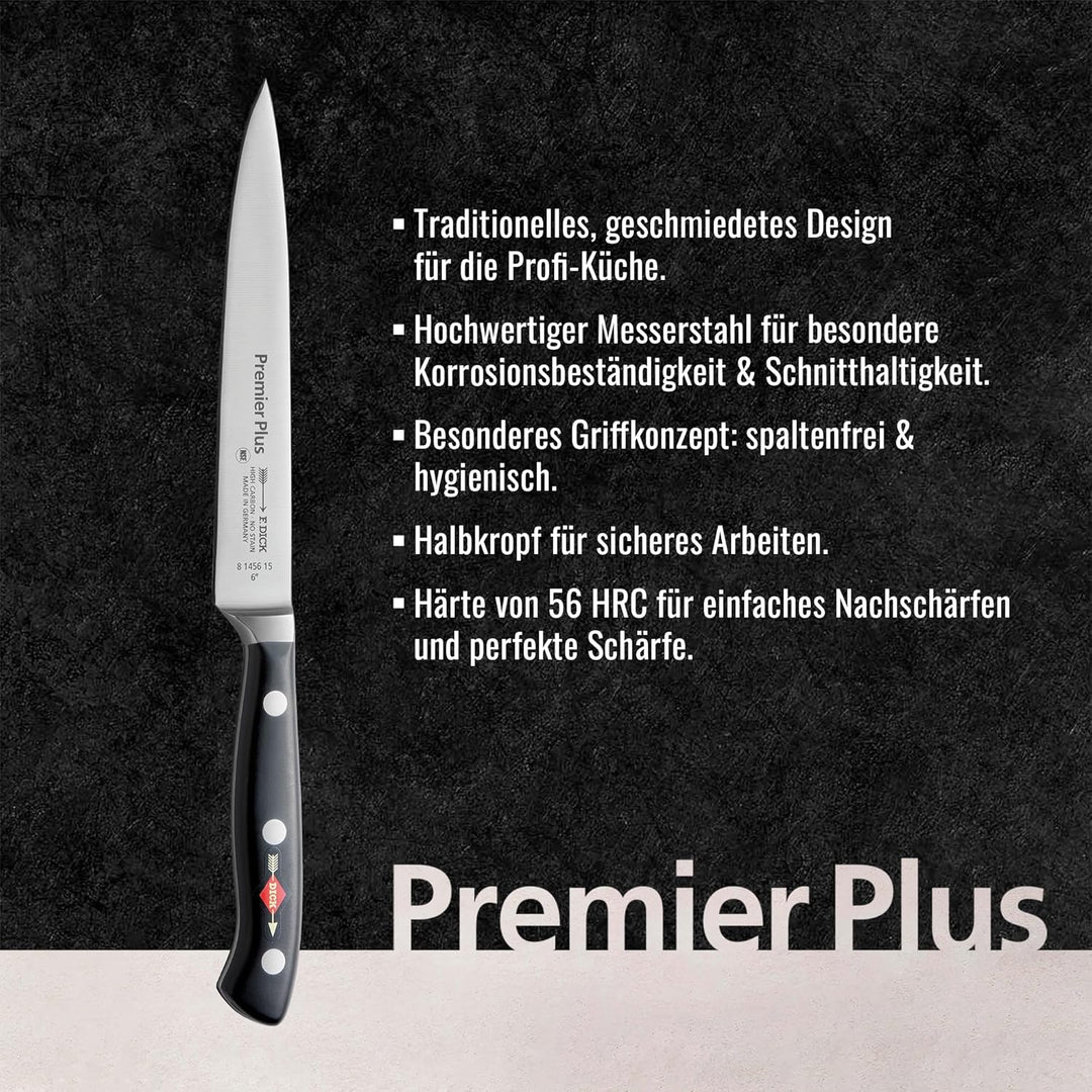 F. DICK Tranchiermesser, Premier Plus (Messer mit Klinge 15 cm, X50CrMoV15 Stahl, nichtrostend, 56°