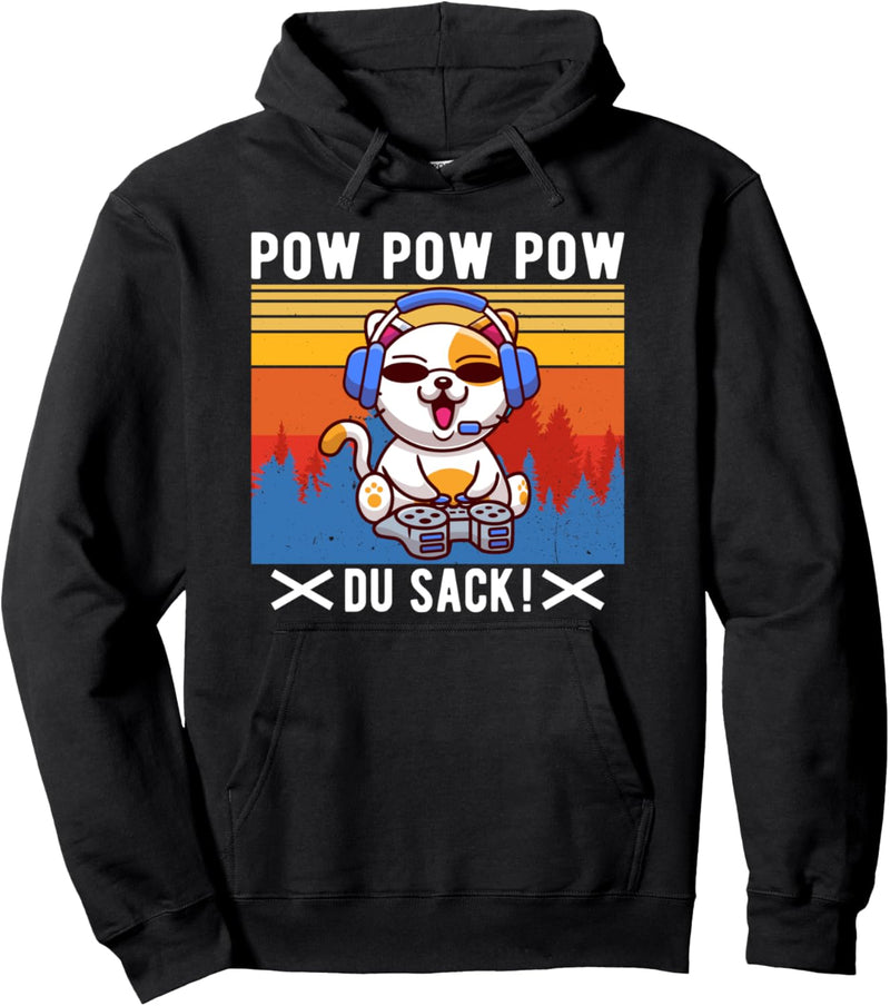 Gaming Gamer Katze Nerd Video Game Spiele Computer PC Pow Pullover Hoodie