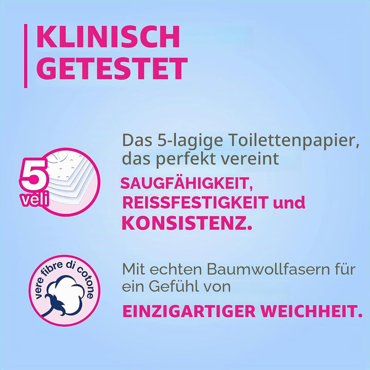 Foxy Baumwolle, Toilettenpapier, 5 Schleier, 56 Rollen, 120 Rollen, extra grosse Blätter, mit echten