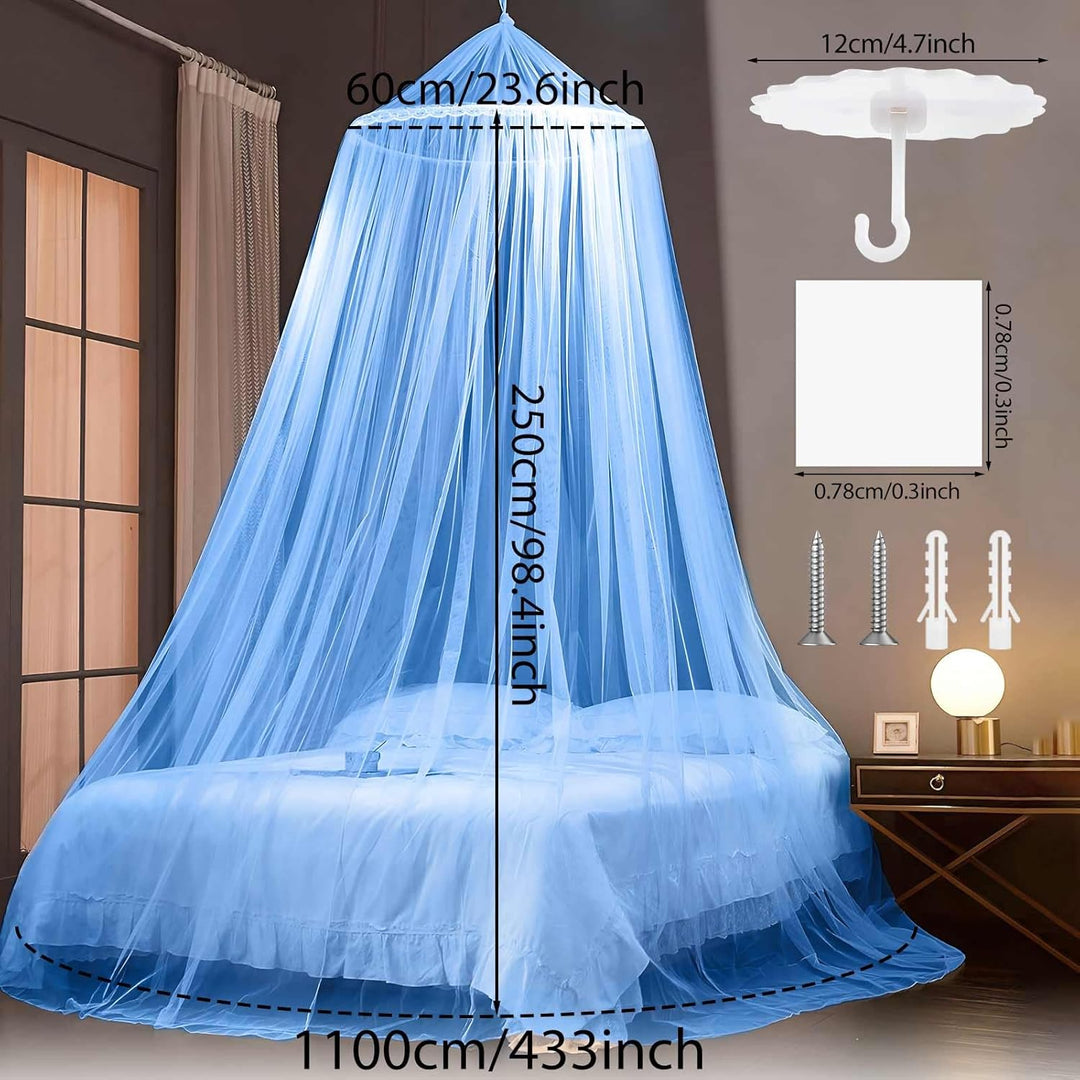 Moskitonetz Bett,Mückennetz Bett,Mosquito Netz Reise 60x250x1100cm,Moskitonetz Reise Blau,Betthimmel