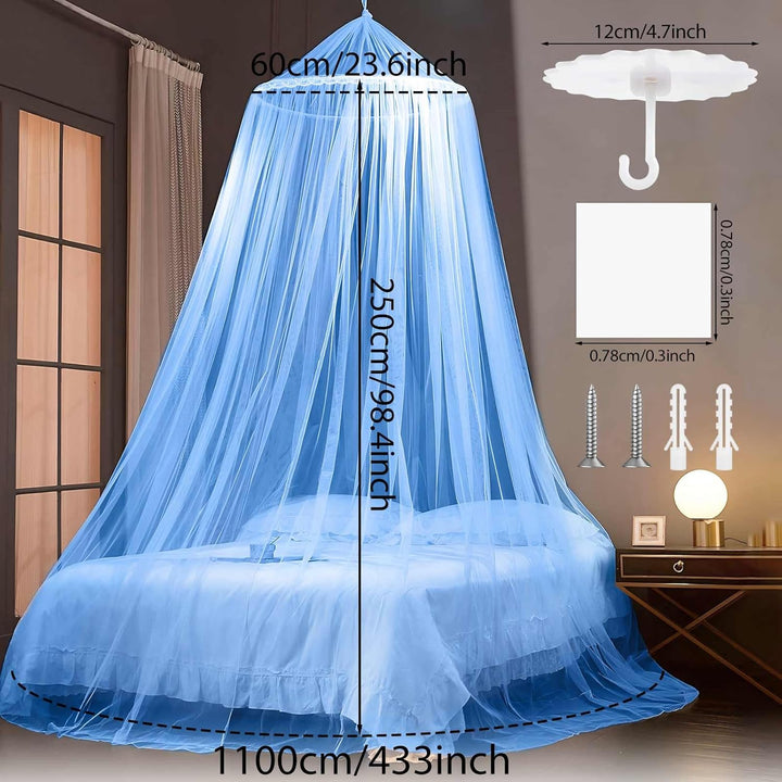 Moskitonetz Bett,Mückennetz Bett,Mosquito Netz Reise 60x250x1100cm,Moskitonetz Reise Blau,Betthimmel