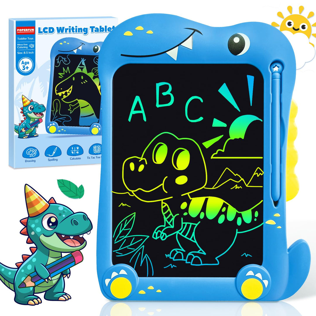 POPERFUN LCD Schreibtafel Kinder 8.5 Zoll Dinosaurier Spielzeug ab 3 4 5 6 7 8 Jahre alt Junge Mädch