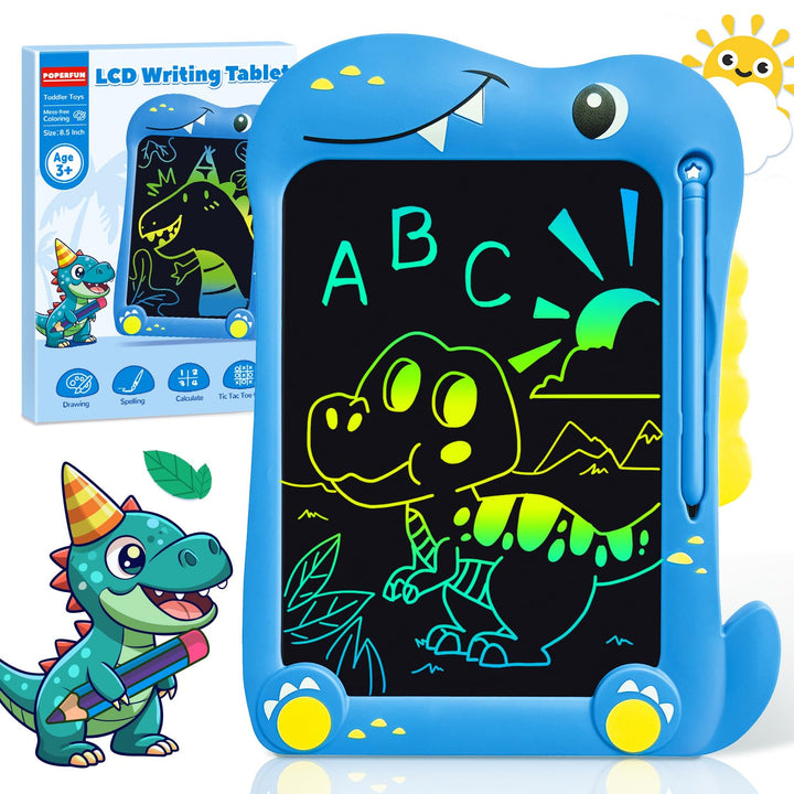 POPERFUN LCD Schreibtafel Kinder 8.5 Zoll Dinosaurier Spielzeug ab 3 4 5 6 7 8 Jahre alt Junge Mädch