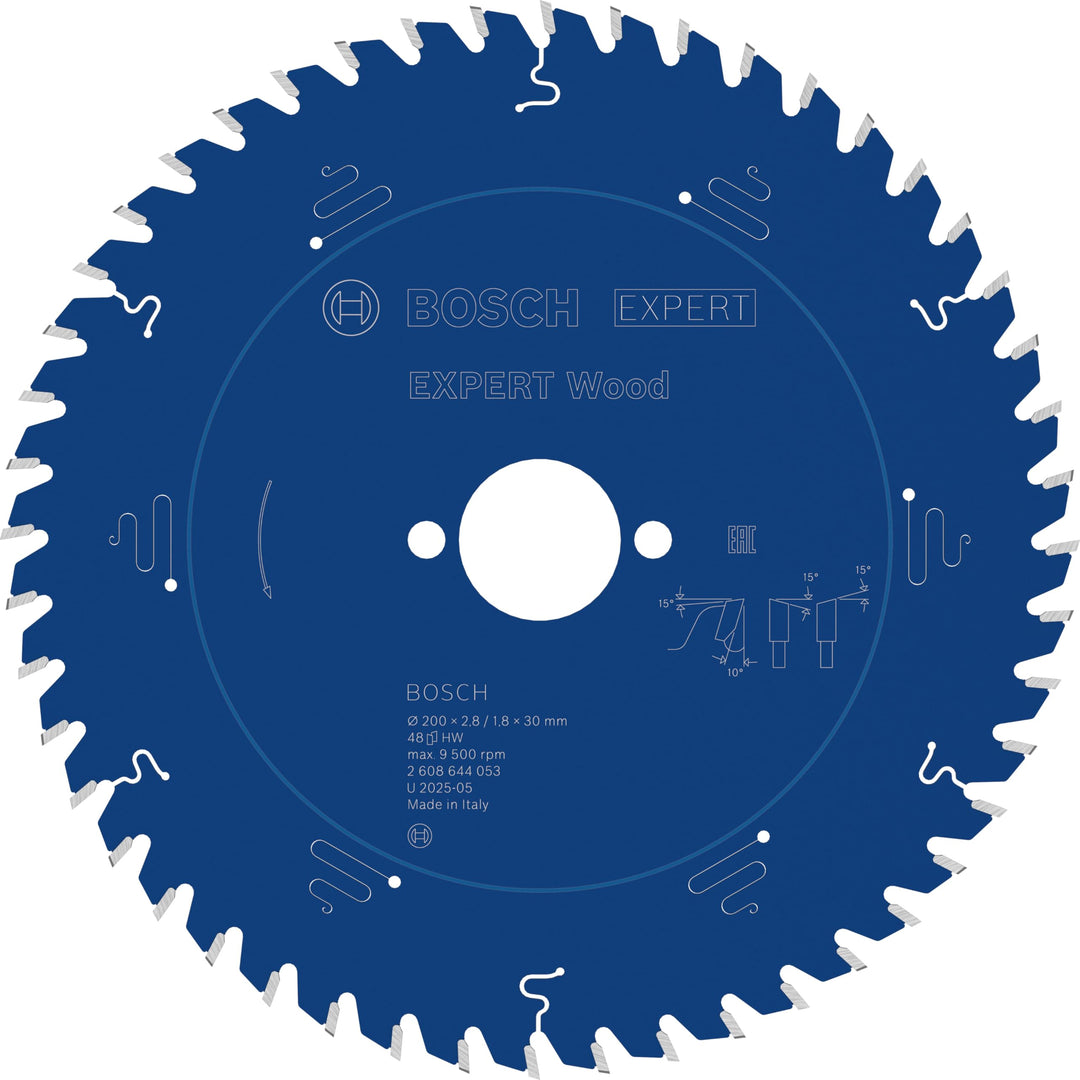 Bosch Professional 1x Kreissägeblatt Expert for Wood (Holz, Sägeblatt Ø 200 x 30 x 2,8 mm, 48 Zähne,