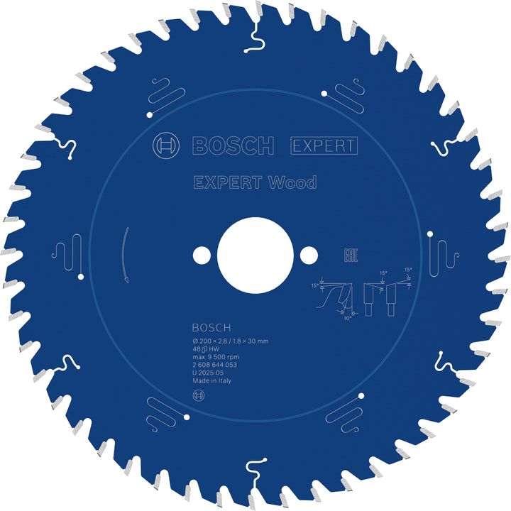 Bosch Professional 1x Kreissägeblatt Expert for Wood (Holz, Sägeblatt Ø 200 x 30 x 2,8 mm, 48 Zähne,