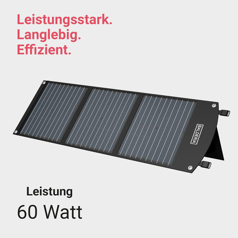 BALDERIA Solarboard 60W | Faltbares Solarpanel für Powerstations | Solarmodul für mobile Solargenera