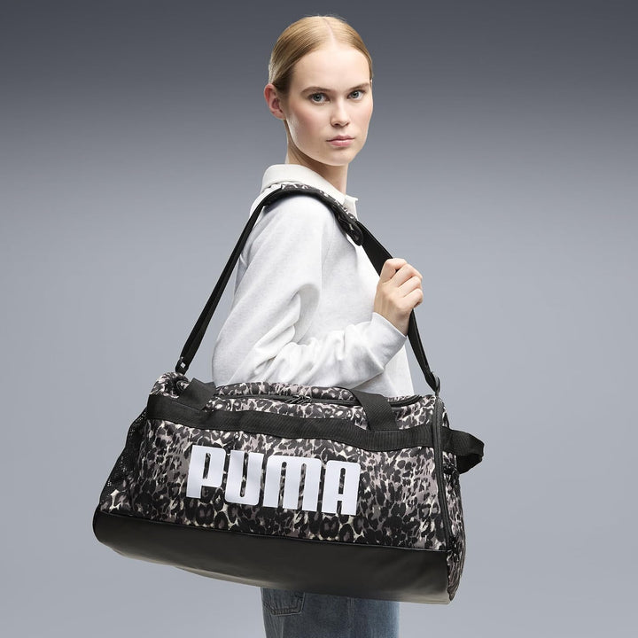 PUMA Unisex – Erwachsene PUMA Challenger Duffel Bag M Sporttasche S Aop Mouse Gray-buttercream-leopa