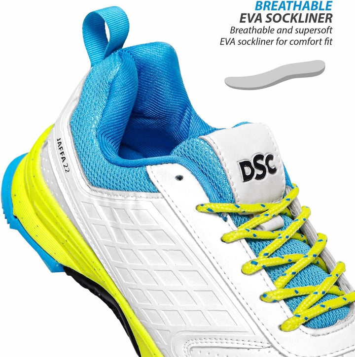 DSC Jaffa 22 Cricket Shoes | for Boys and Men | Lightweight | Embossed Design Gelb 41 EU, Gelb 41 EU