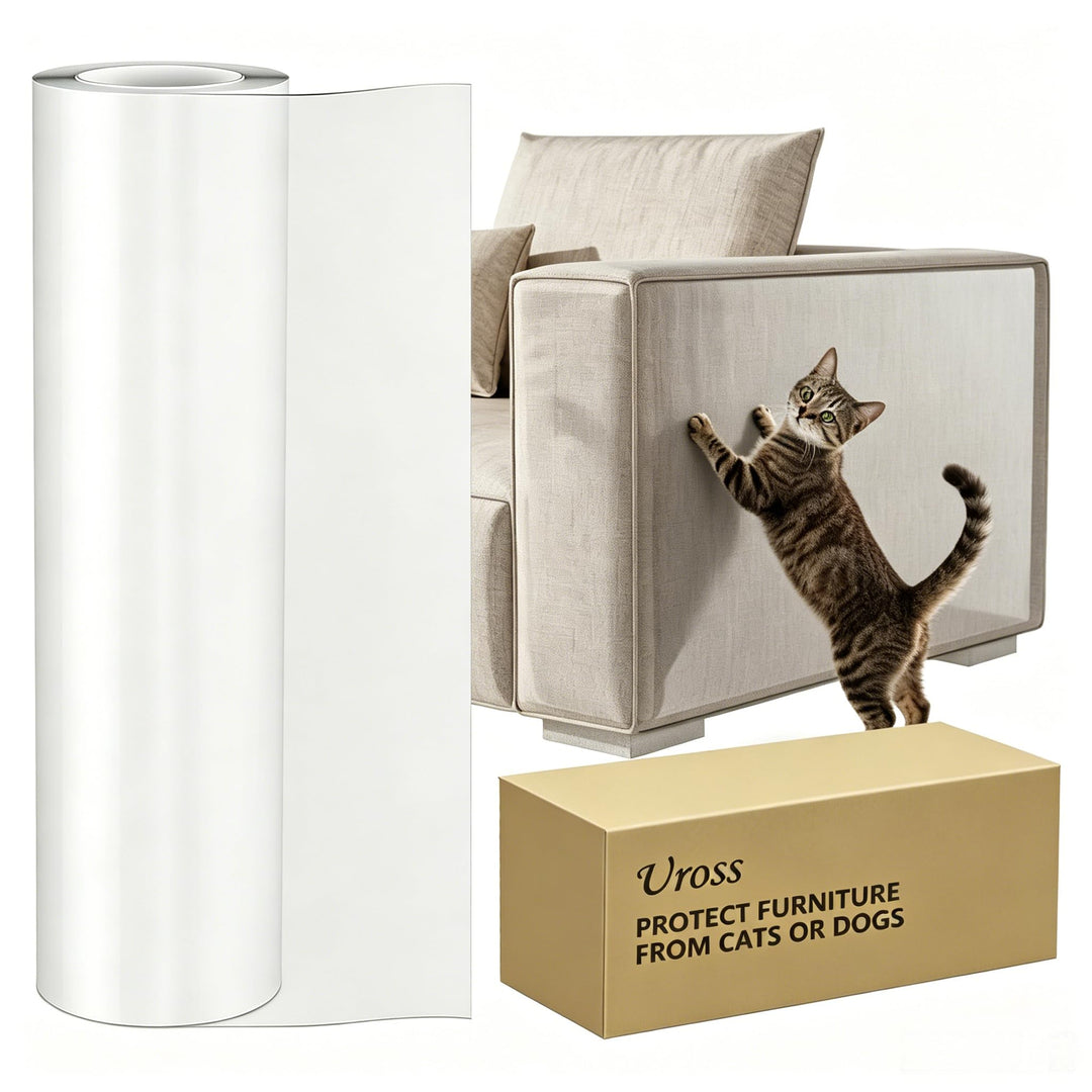 Uross Kratzschutz Sofa Katze Transparent 5m x 43cm, Katzenschutz Selbstklebend Tape Extra Long, Anti