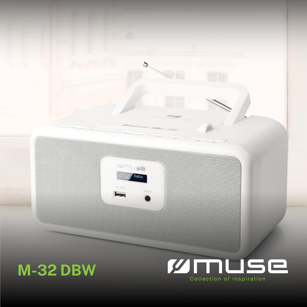 Tragbares Bluetooth Radio, CD, MP3 mit USB weiss, weiß