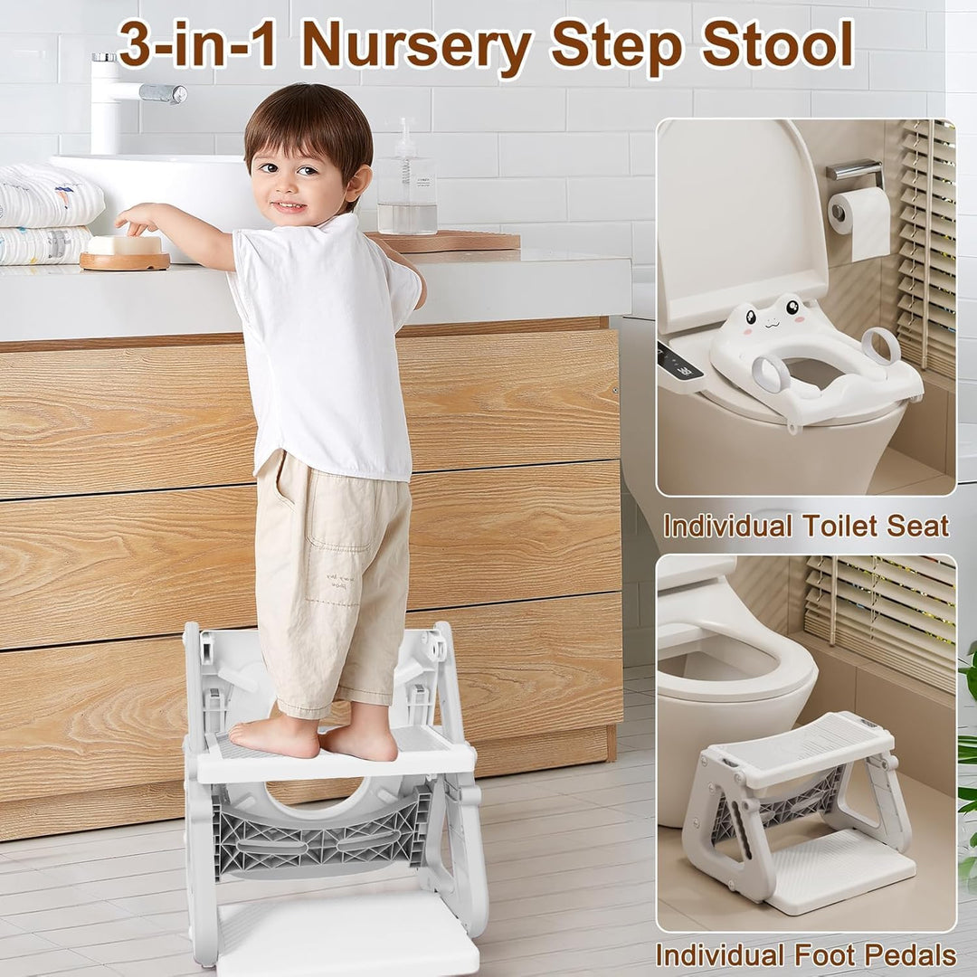 Toilettensitz Kinder mit Treppe,Stabil Kinder Toilettensitz mit Dreiecksstruktur,3 in 1 Toilettentra