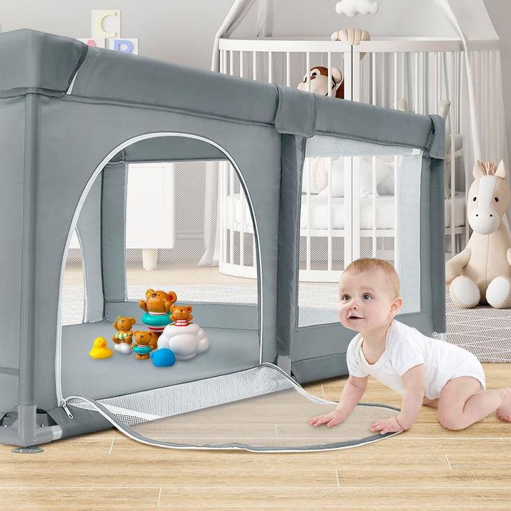 OHMG Laufgitter für Baby,Laufgitter Indoor&amp;Outdoor,Kippsicheres Kinder-Baby-Gitter,Kinderzaun mit An