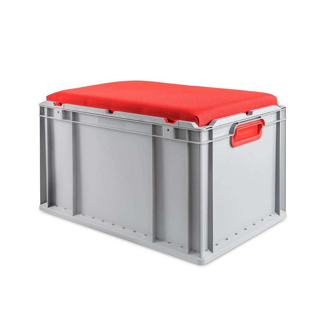 aidB Eurobox NextGen Seat Box, rot, (600x400x365 mm), Griffe geschlossen, Sitzbox mit Stauraum und a