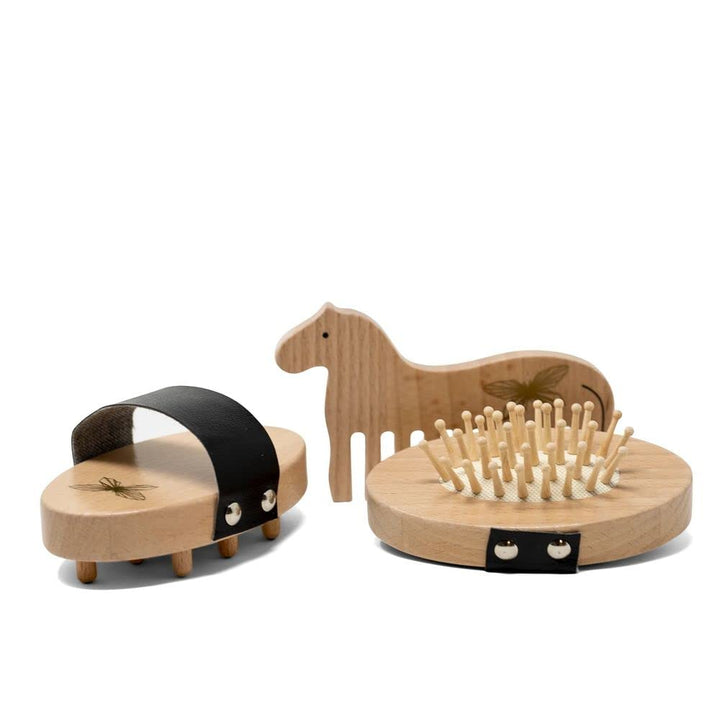 holzspielzeug Pferdepflege-Set 10 cm braun