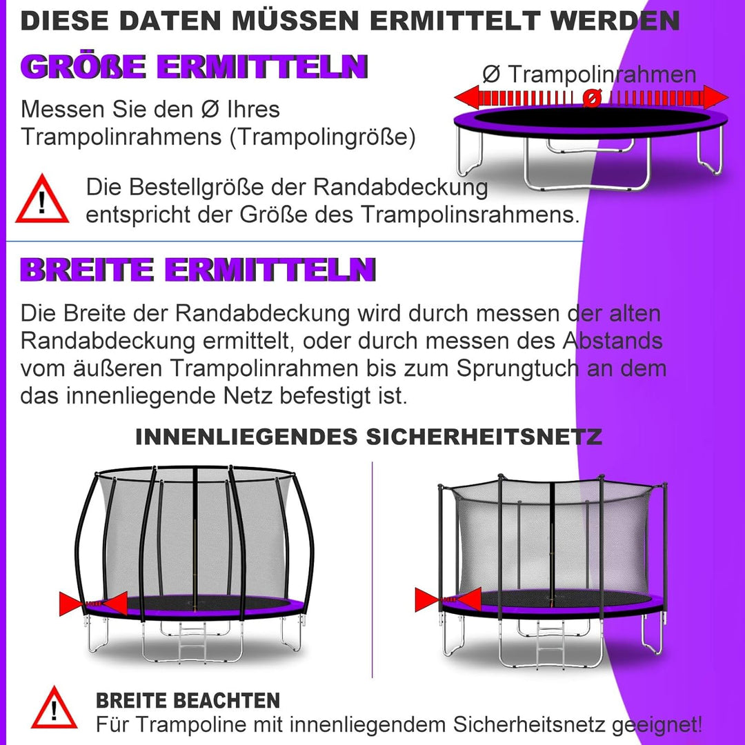 Baunsal® Trampolin Randabdeckung Ø 183 244 250 275 300 305 335 366 370 396 400 427 430 457 460 487 4