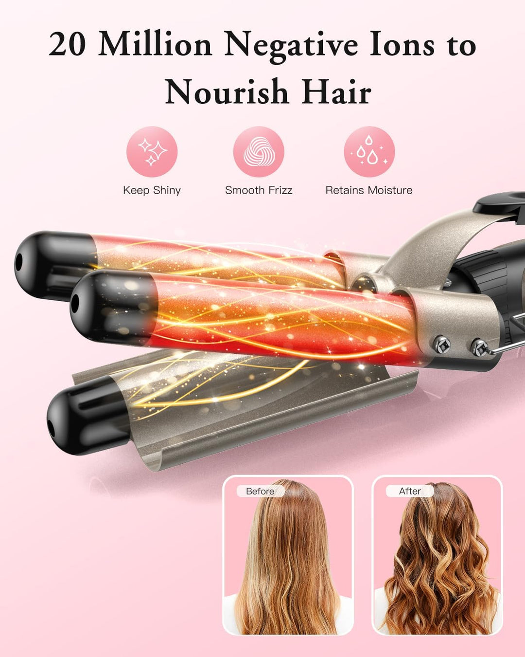 BESTOPE PRO Lockenstab set 5 in 1 Welleneisen - Lockenstäbe 3 Fässer für Grosse Keine Locken Keramik