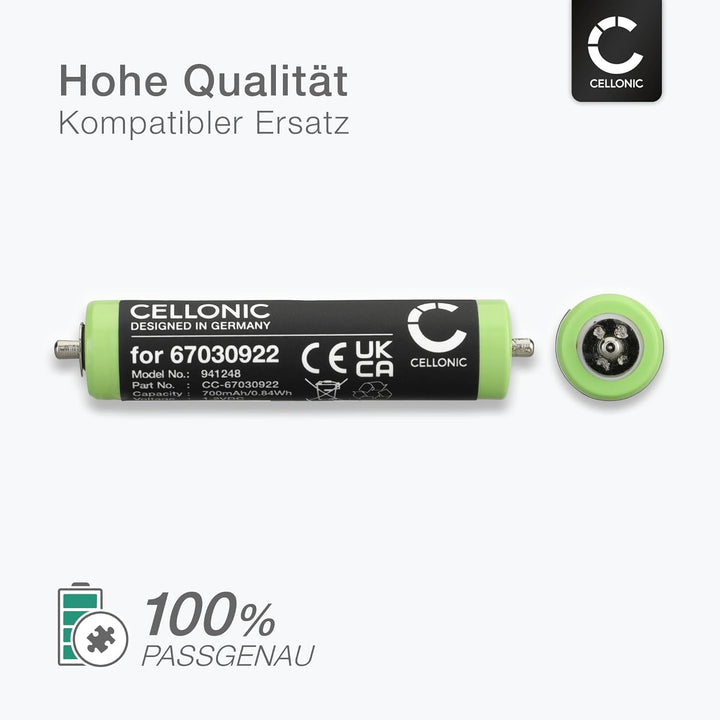 CELLONIC, Akku für Rasierer kompatibel mit Braun Series 1 190s-1, 3 300s, 3 310s, 67030922 (1.2V, 70