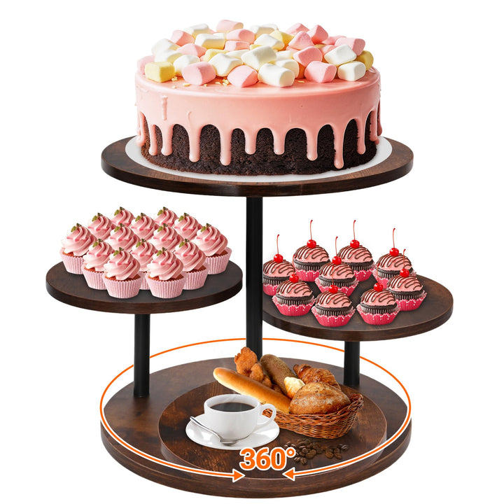 ohbien 4 Etagen Tortenständer Holz 360°drehbares, Torten Etagere Kuchen Ständer für Cupcakes, Kuchen