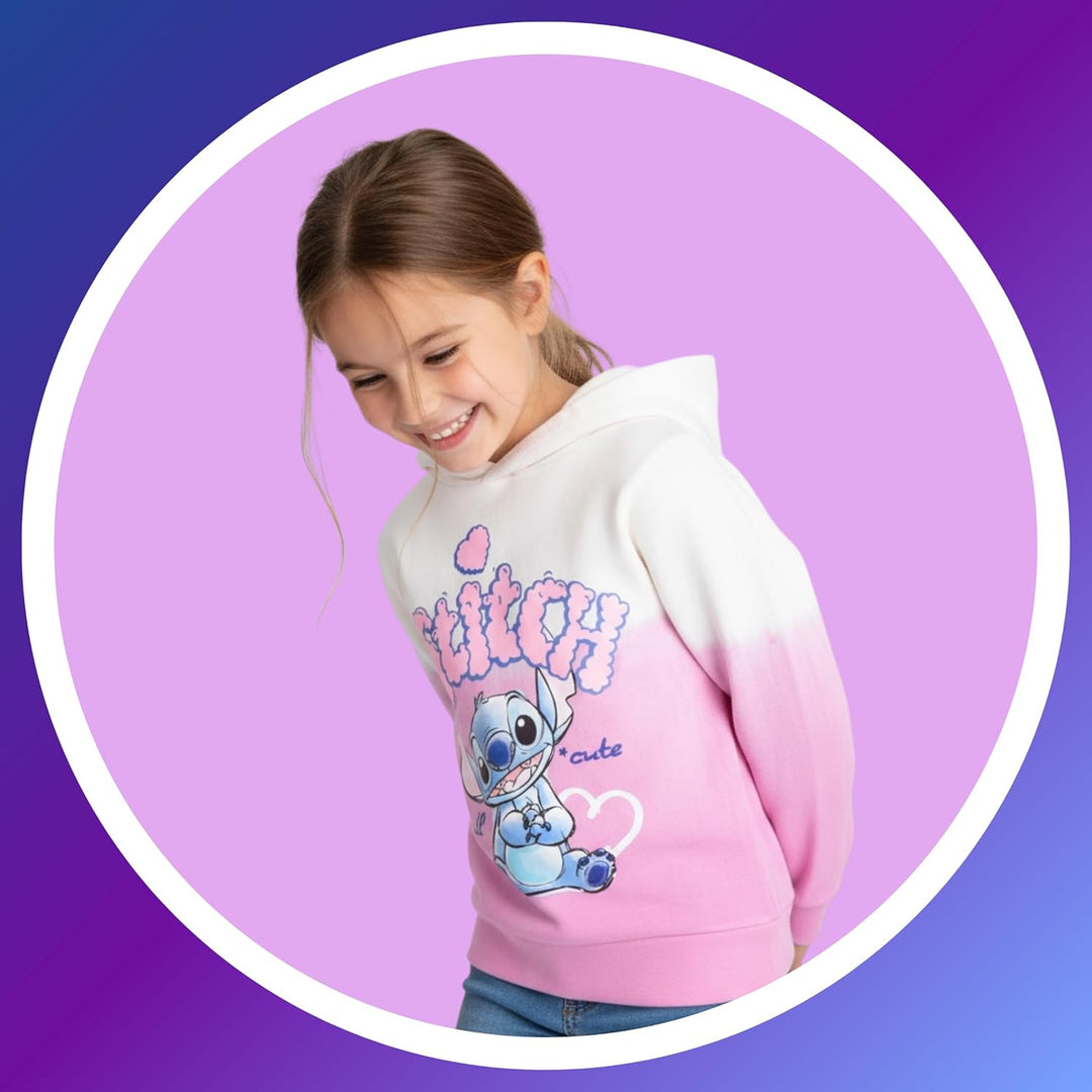Disney Stitch Mädchen Kapuzenpullover, Sweatshirt für Kinder, Grössen 3 bis 8 Jahre 6 Jahre Lila, 6