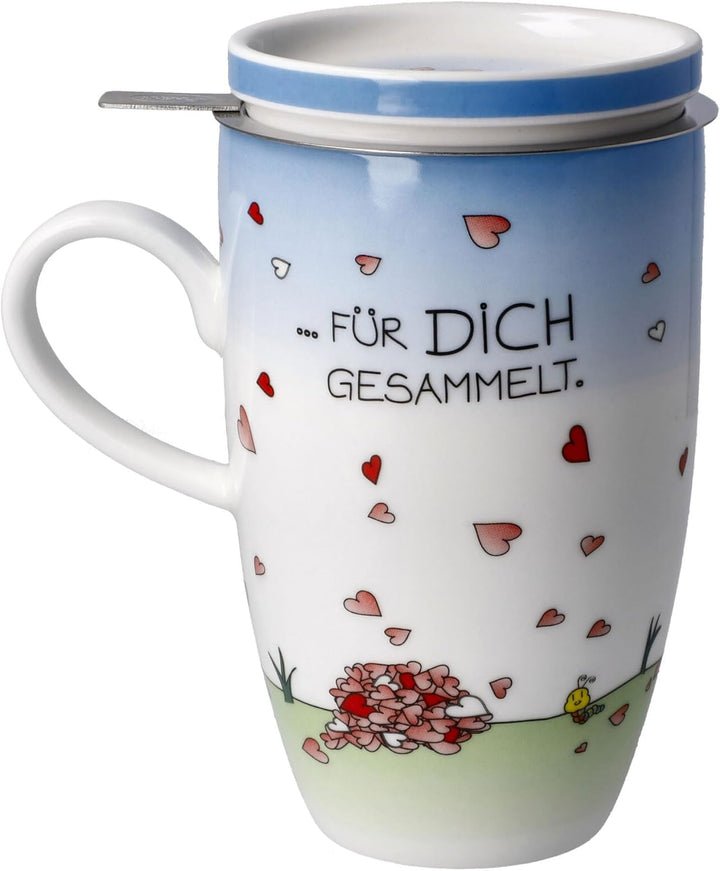 Goebel Wohnaccessoires Der kleine Yogi - Für Dich gesammelt - Teetasse mit Deckel und Sieb