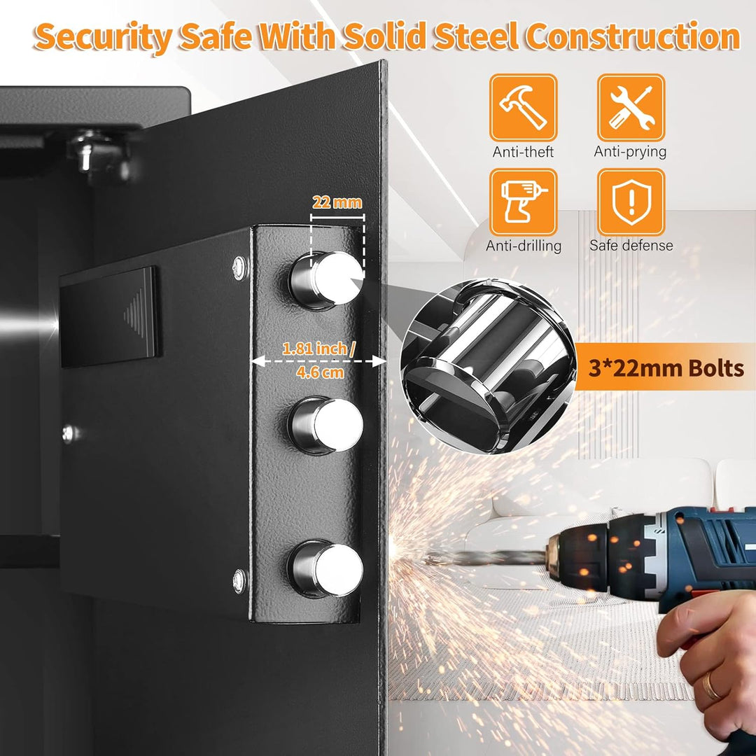 45L Safe Tresor Feuerfest mit Feuerfester Wasserdichter Dokumententasche, Digitaler Tresor mit Herau