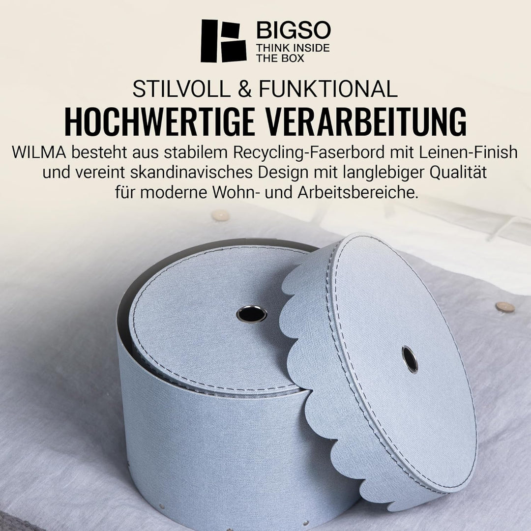 BIGSO WILMA 2er-Set runde Aufbewahrungsbox mit Deckel – Ordnungsbox mit Deckel für Kleidung, Spielze