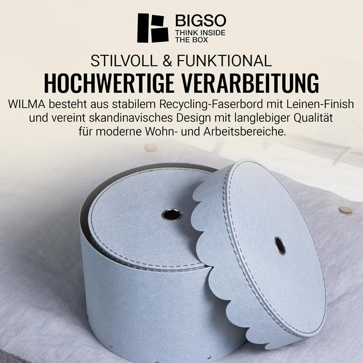BIGSO WILMA 2er-Set runde Aufbewahrungsbox mit Deckel – Ordnungsbox mit Deckel für Kleidung, Spielze