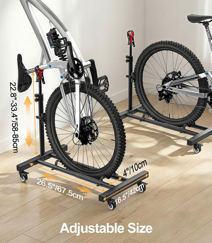Housolution Vertikaler Fahrradständer mit 360°-Rädern bis 29 Zoll, [2 Stück], höhenverstellbar, bohr