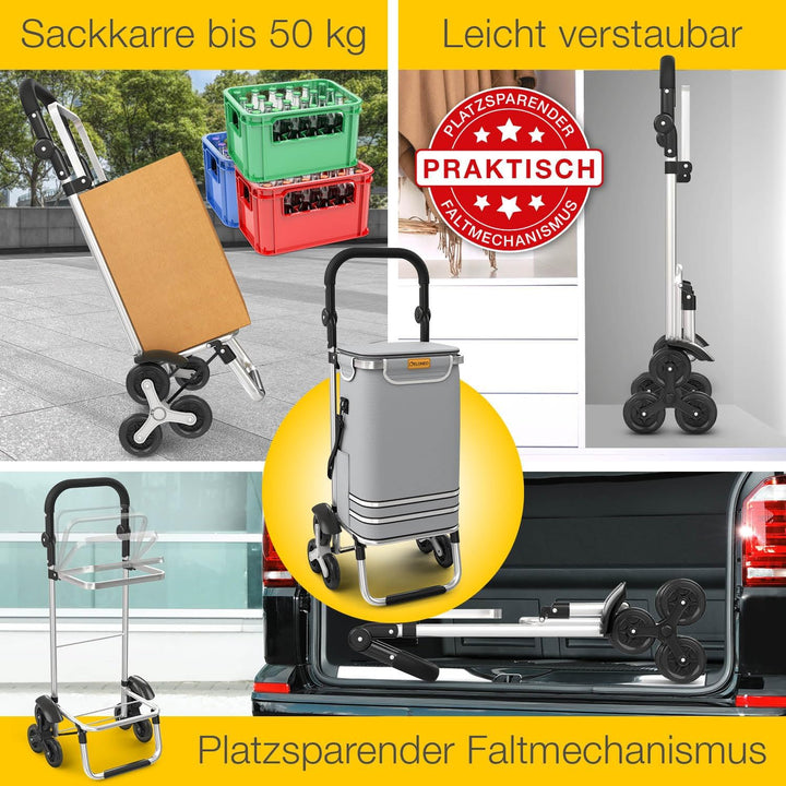 ELONEO Einkaufstrolley Treppensteiger mit Kühlfach, Einkaufsroller klappbar, Shopping Trolley höhenv