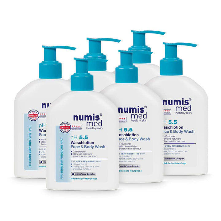 numis med Waschlotion ph 5.5-6er Pack Hautberuhigende Körperlotion für sehr empfindliche &amp; sensible