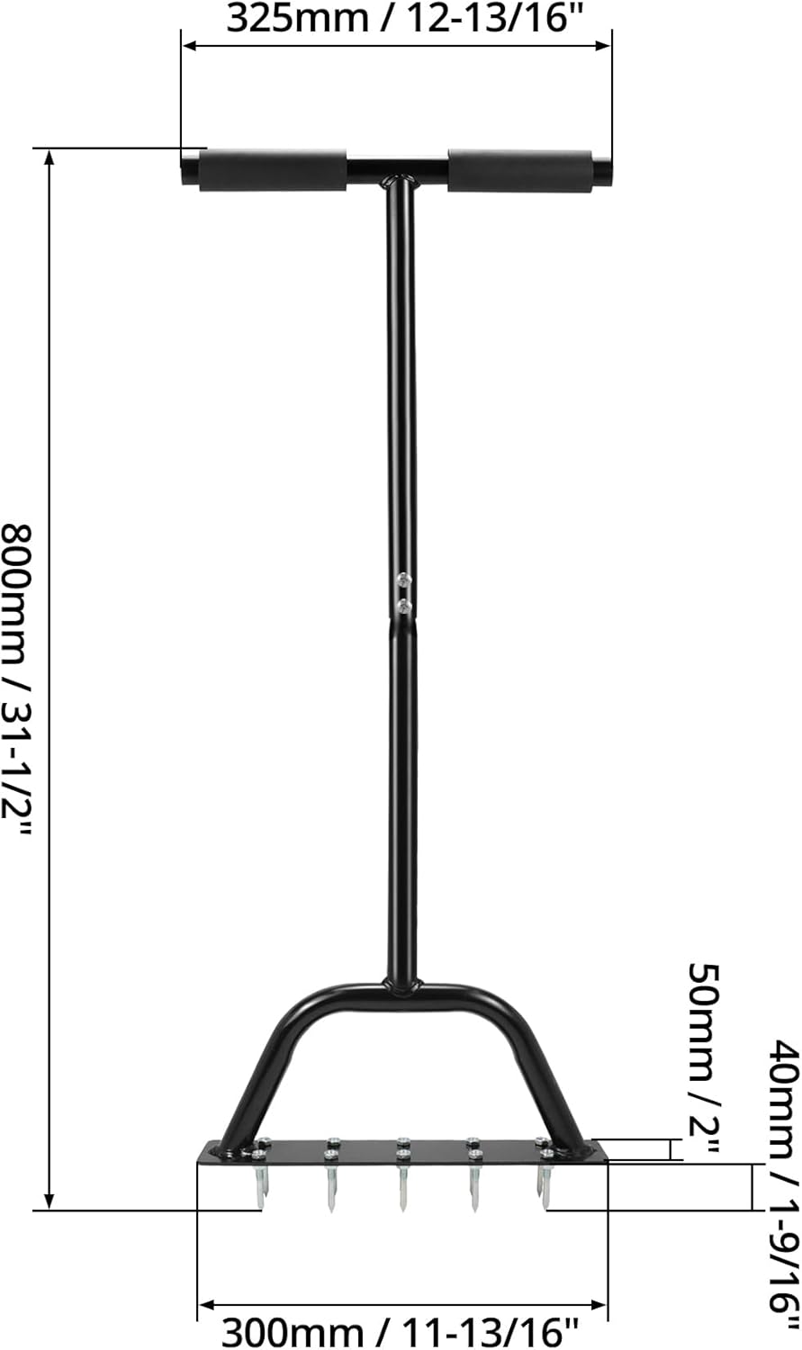 QWORK® Aerifizierer Für Rasen, Rasenspiessbelüfter mit T-Griff, zum Auflockern des Bodens, 84 cm