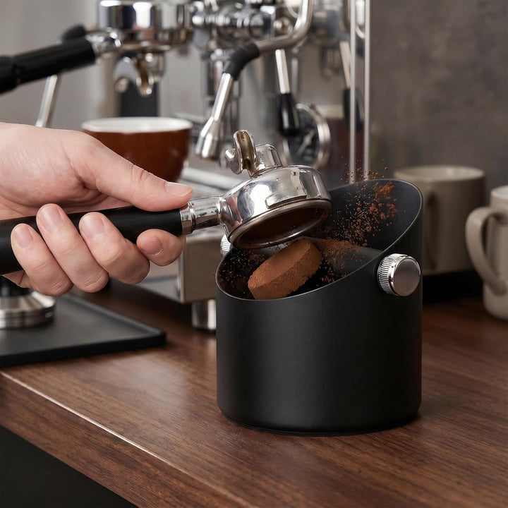 Ideal Swan Abklopfbehälter für Siebträger, Espresso Abklopfbehälter Kaffeesatz, Edelstahl Knock Box,