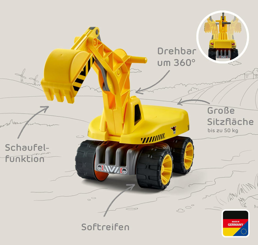 BIG - Power-Worker Maxi-Digger - Kinderfahrzeug, geeignet als Sandspielzeug und für das Kinderzimmer