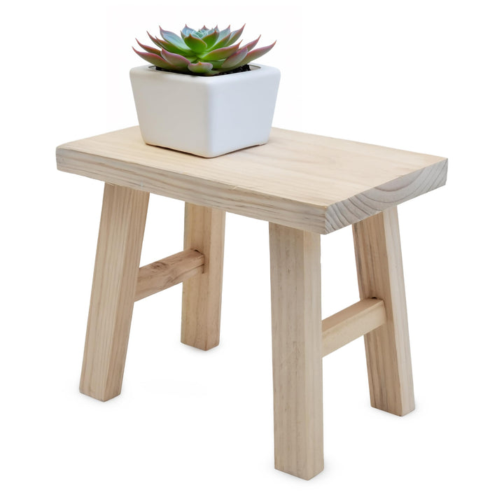 Spetebo Echtholz Blumenbank Natur rechteckig - 31 x 25 cm - Holz Pflanzenständer naturbelassen - Blu