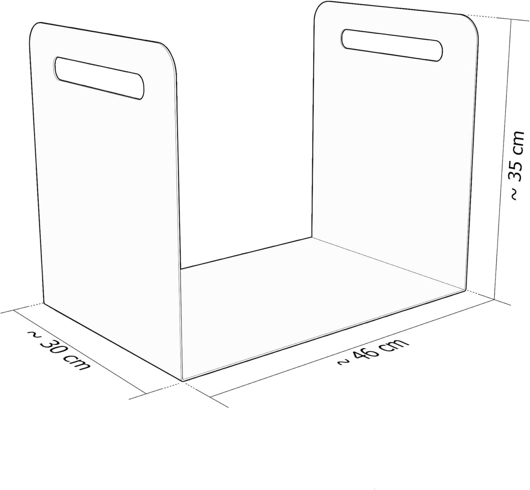 teileplus24 BHS2 Kaminholzregal Innen Aussen | Brennholzregal Metall | Kaminholzkorb mit Tragegriff