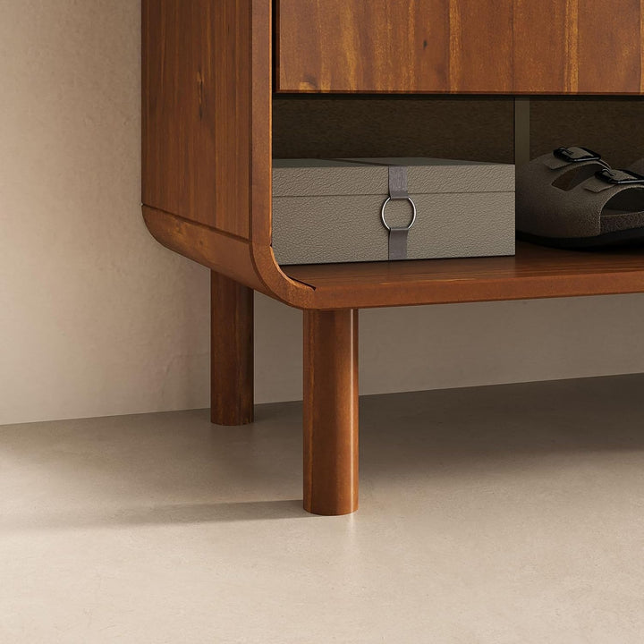 IDIMEX Schuhschrank Juan aus massivem Kieferholz, Kastanie Finish - schmal und platzsparend, ideal f